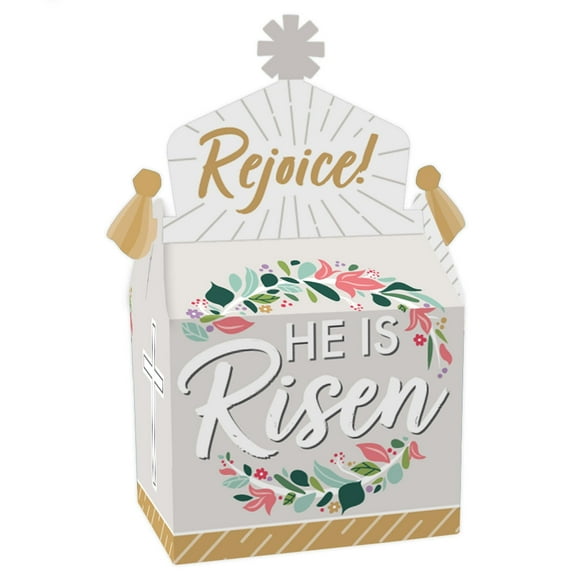 Big Dot of Happiness Religious Easter - Treat Box Party Favors - Christian Holiday Party Goodie Gable Boxes - Set of 12