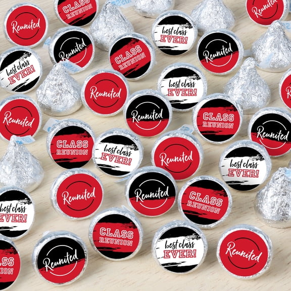 Big Dot of Happiness Reunited Red - School Class Reunion Party Small Round Candy Stickers - Party Favor Labels - 324 Count