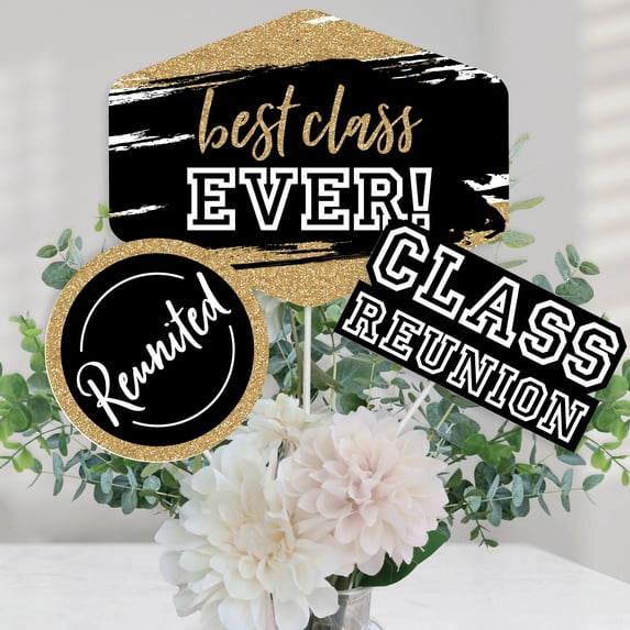 Big Dot of Happiness Reunited - School Class Reunion Party Centerpiece Sticks - Table Toppers - Set of 15
