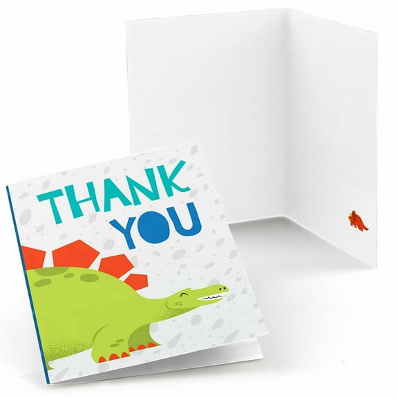 Big Dot of Happiness Roar Dinosaur - Dino Mite Baby Shower or Birthday Party Thank You Cards (8 count)