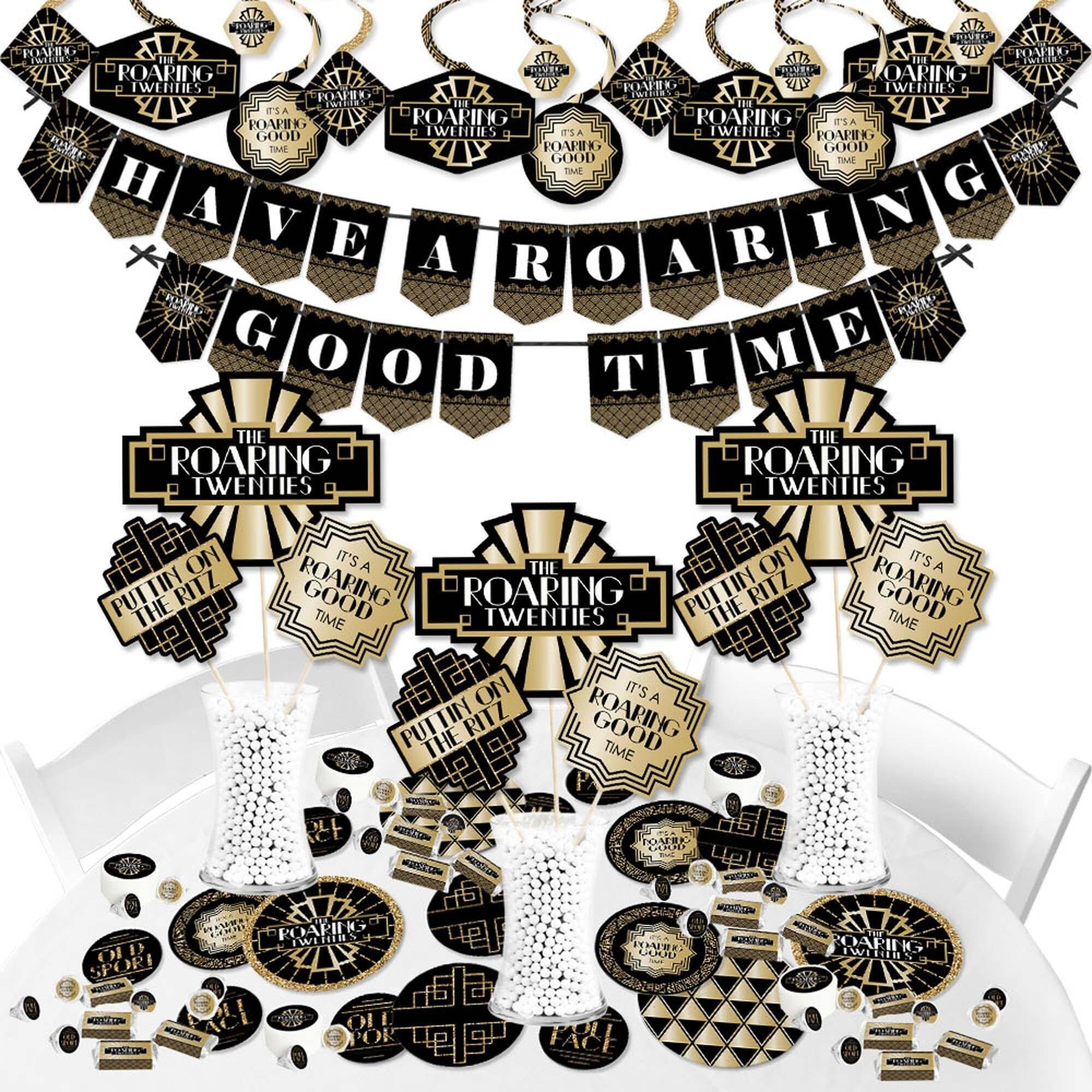 20's New Year Hollywood Room Party Decoration 10 PC Kit Banner Table  Centerpiece
