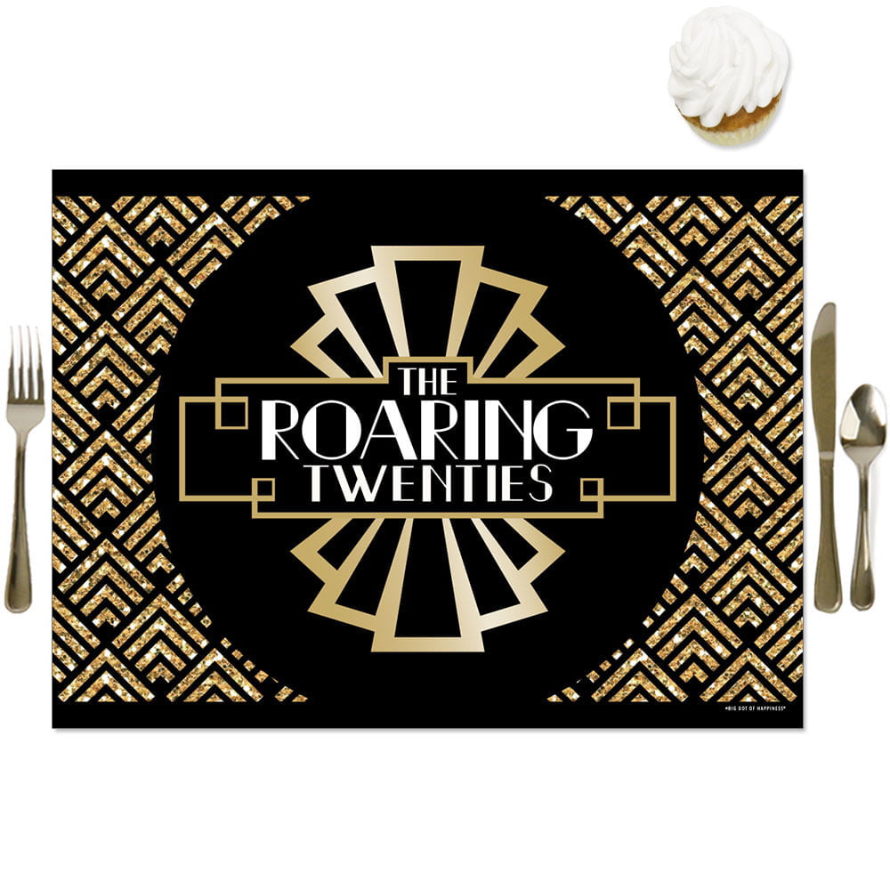 Big Dot of Happiness Roaring 20's - 1920s Art Deco Jazz Party Letter Banner Decoration - 36 Banner Cutouts and No-Mess Real Gold Glitter Roaring