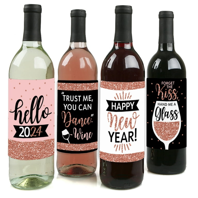 2024 New Year's Day Party Decoration Red Wine Bottle Sticker - Temu