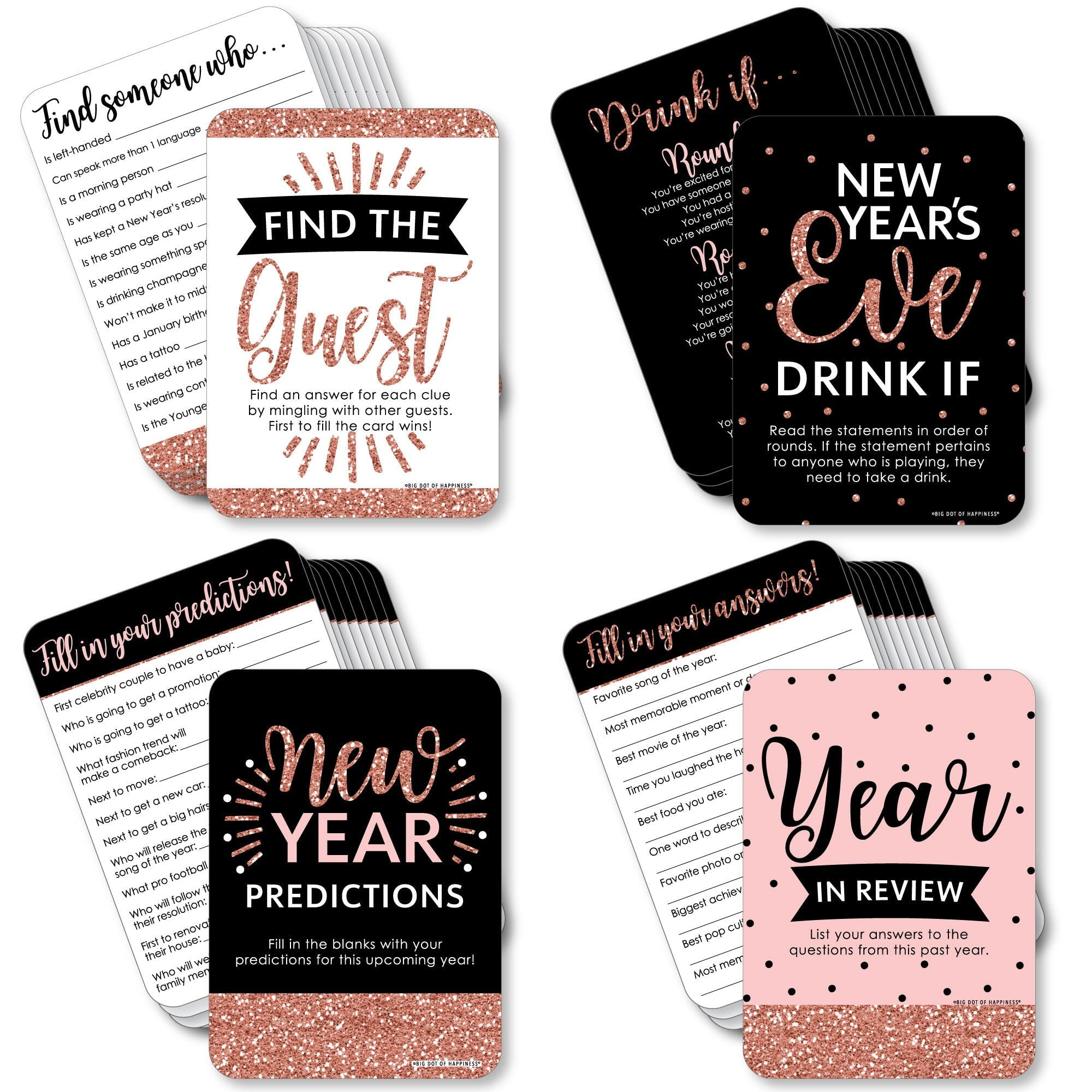Big Dot of Happiness Rose Gold Happy New Year - 4 New Years Eve Party ...