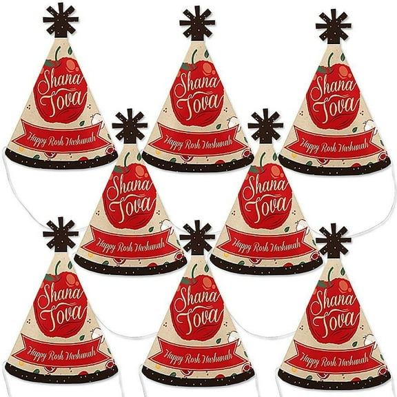 Big Dot of Happiness Rosh Hashanah - Mini Cone New Year Hats - Small Little Party Hats - Set of 8