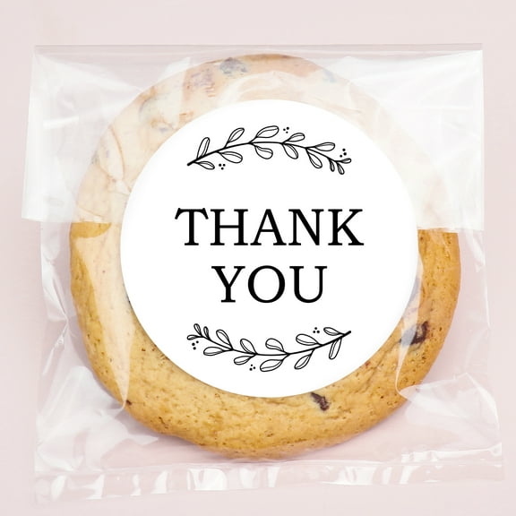 Big Dot of Happiness Rustic Leaves Thank You Stickers and Clear Cookie Bags, Cellophane Treat Bags 4.25x7 IN for Candy or Baked Goods - 25 Count