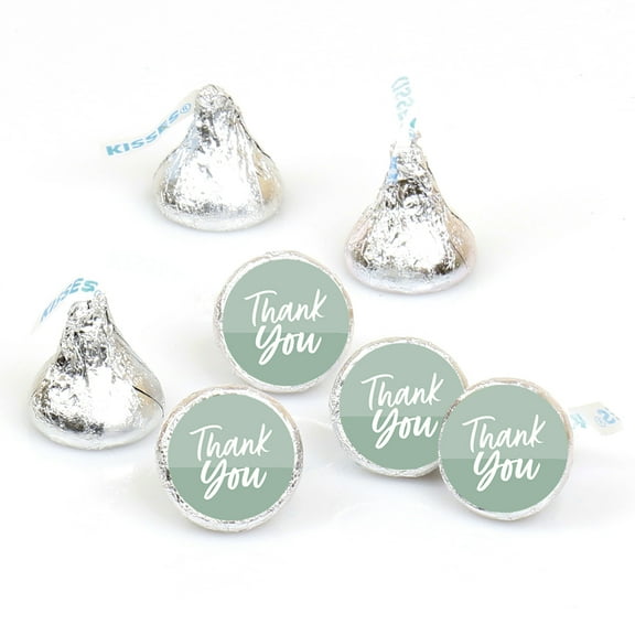 Big Dot of Happiness Sage Green Elegantly Simple - Guest Party Favors Round Candy Sticker Favors - Labels Fits Chocolate Candy (1 sheet of 108)