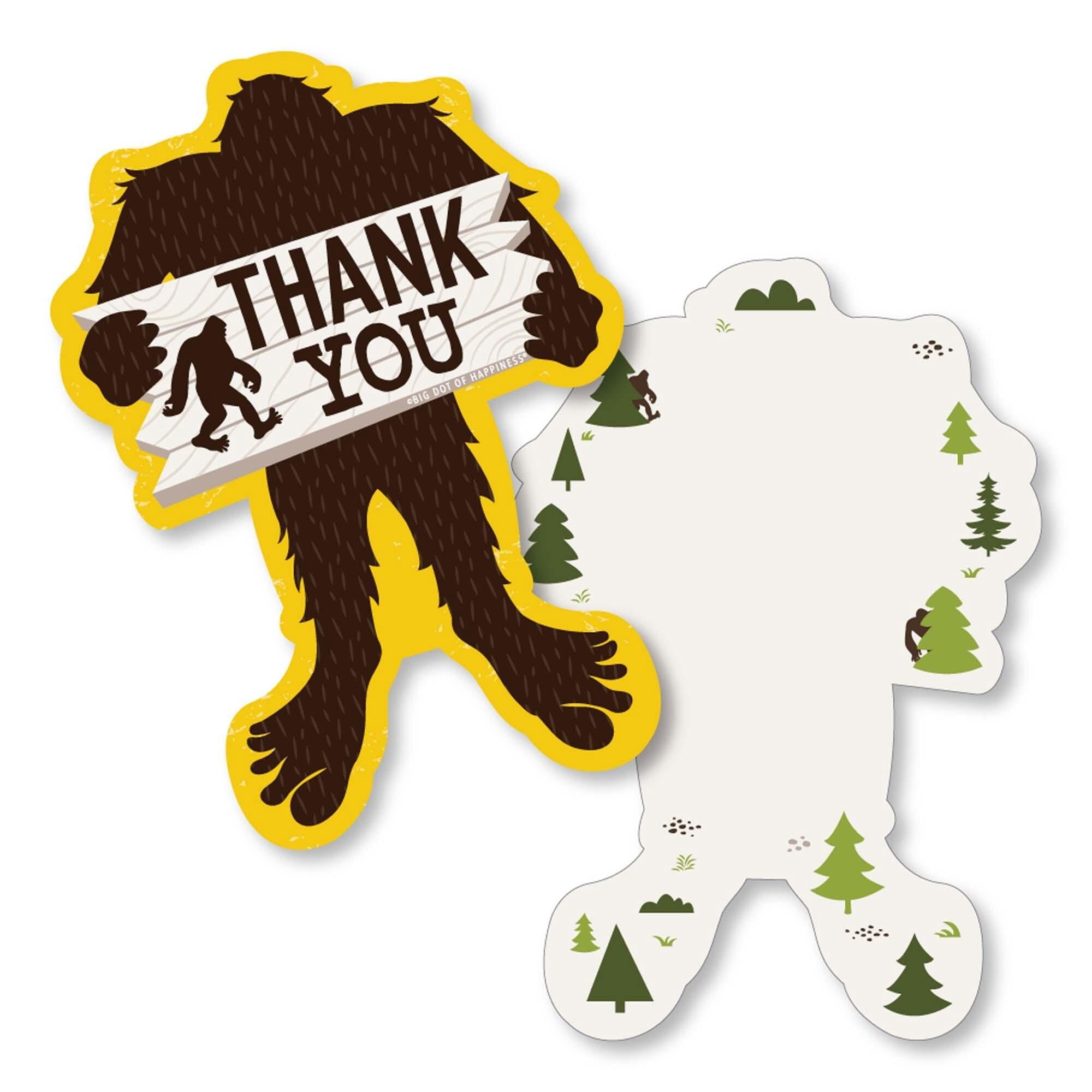 Big Dot of Happiness Sasquatch Crossing - Shaped Thank You Cards ...
