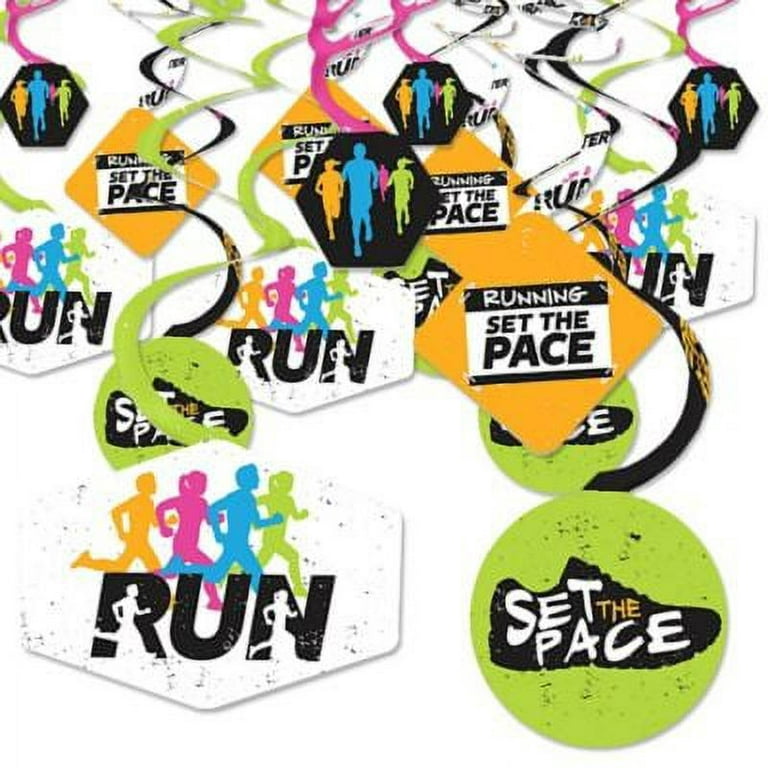 Big Dot of Happiness Set the Pace - Running - Track, Cross Country or  Marathon Party Hanging Decor - Party Decoration Swirls - Set of 40
