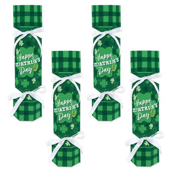 Big Dot of Happiness Shamrock St. Patrick's Day - No Snap Saint Paddy's Day Party Table Favors - DIY Cracker Boxes - Set of 12