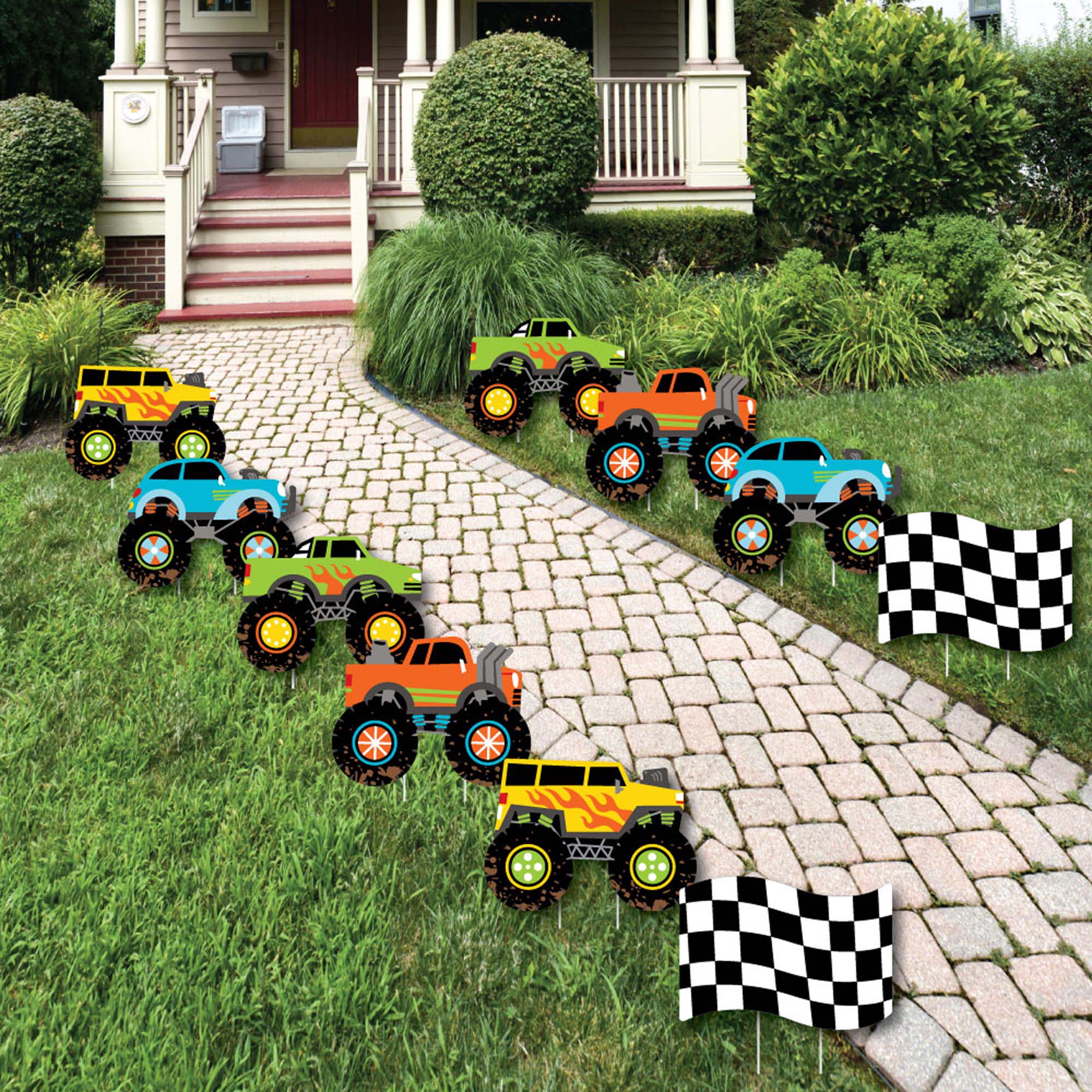Big Dot of Happiness Smash and Crash Monster Truck Lawn Decorations