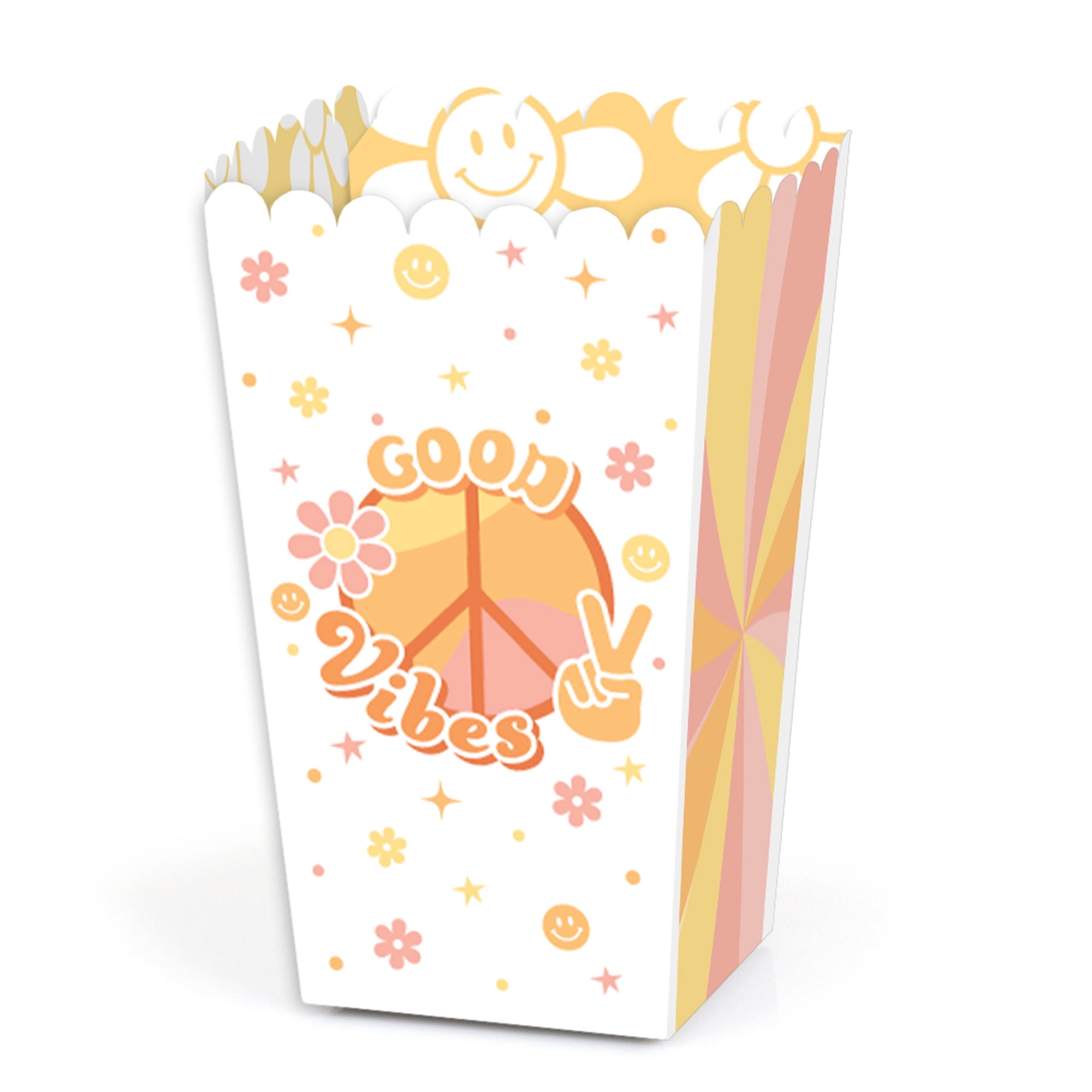 Big Dot Of Happiness 'Stay Groovy' Popcorn Leckerli-Boxen – 12er Set Boho Hippie Style, Ca. 14,6 Cm Hoch