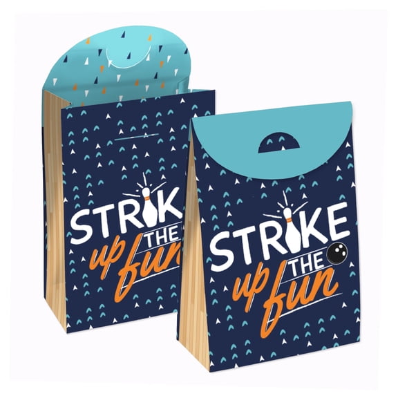Big Dot of Happiness Strike Up the Fun - Bowling - Birthday or Baby Shower Gift Favor Bags - Party Goodie Boxes - Set of 12