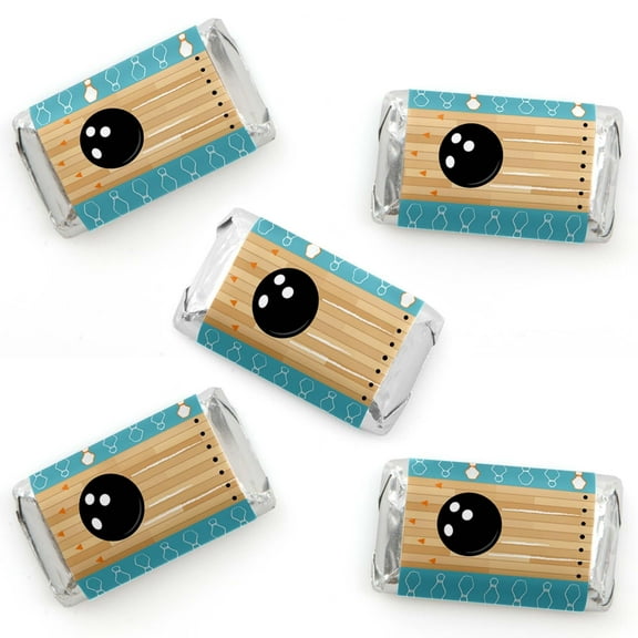 Big Dot of Happiness Strike Up the Fun - Bowling - Mini Candy Bar Wrapper Stickers - Birthday Party or Baby Shower Small Favors - 40 Count