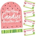 thumbnail image 1 of Big Dot of Happiness Sweet Watermelon - How Many Candies Fruit Party Game - 1 Stand and 40 Cards - Candy Guessing Game, 1 of 8