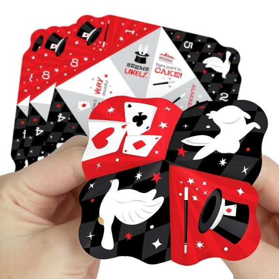 Big Dot of Happiness Ta-Da, Magic Show - Magical Birthday Party Cootie Catcher Game - Jokes and Dares Fortune Tellers - Set of 12