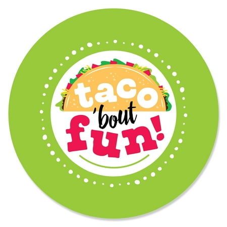 Big Dot of Happiness Taco 'Bout Fun - Fiesta Circle Sticker Labels - 24 Count