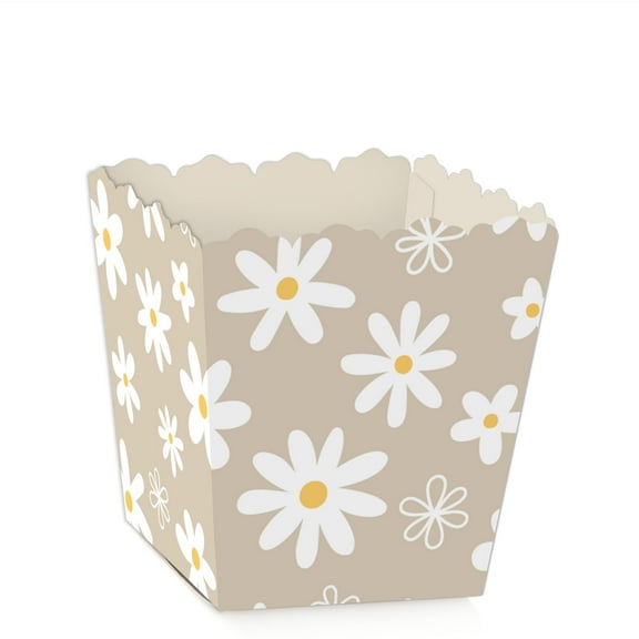 Big Dot of Happiness Tan Daisy Flowers - Party Mini Favor Boxes - Floral Party Treat Candy Boxes - Set of 12