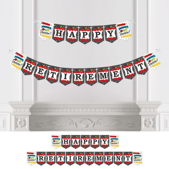Big Dot of Happiness Teacher Retirement - Happy Retirement Party Bunting Banner - Party Decorations - Happy Retirement