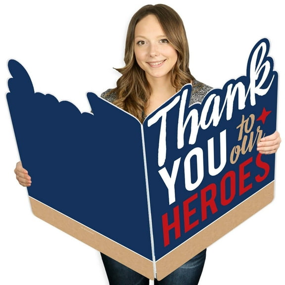 Big Dot of Happiness Thank You to Our Heroes - Appreciation Giant Greeting Card - Big Shaped Jumborific Card