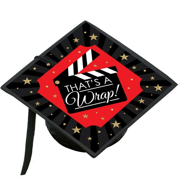 Big Dot of Happiness Thats a Wrap - Movie Graduation Cap Decorations Kit - Grad Cap Cover