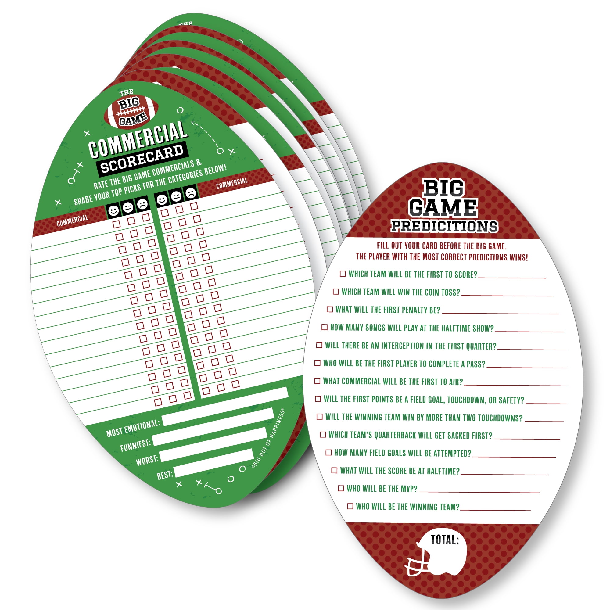 Big Dot of Happiness The Big Game - 2-in-1 Football Party Cards - Activity Duo Games - Set of 20