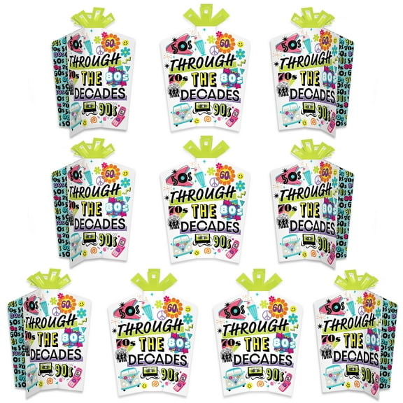 Big Dot of Happiness Through the Decades - Table Decorations - 50s, 60s, 70s, 80s, and 90s Party Fold and Flare Centerpieces - 10 Count