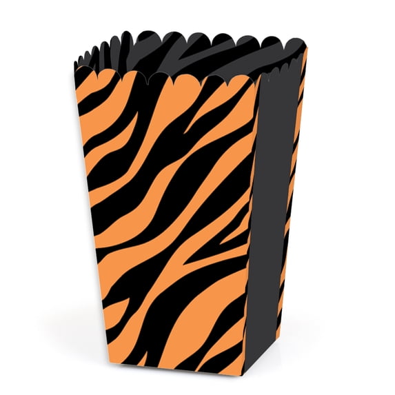 Big Dot of Happiness Tiger Print - Jungle Party Favor Popcorn Treat Boxes - Set of 12