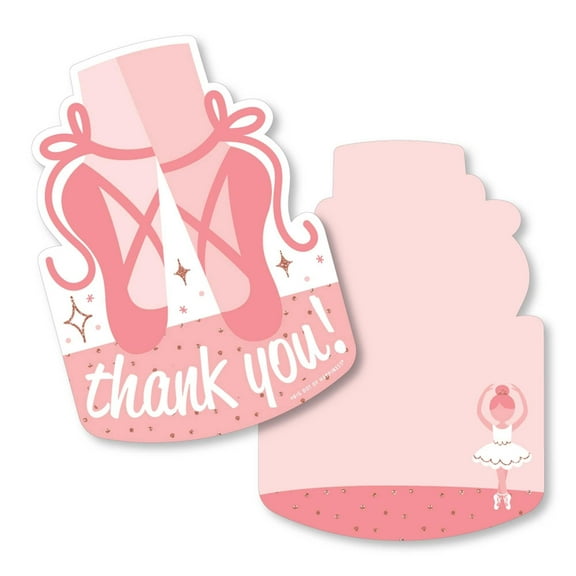 Big Dot of Happiness Tutu Cute Ballerina - Shaped Thank You Cards - Ballet Birthday Party Baby Shower Thank You Note Cards with Envelopes - Set of 12
