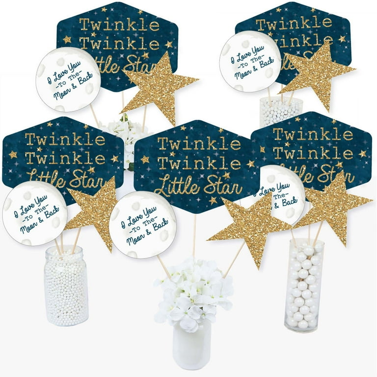 Twinkle Twinkle Little Star - Baby Shower or Birthday Party Centerpiece Sticks - Table Toppers - Set of 15