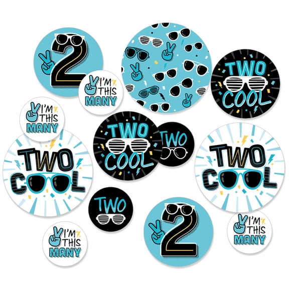 Big Dot of Happiness Two Cool - Boy - Blue 2nd Birthday Party Giant Circle Confetti - Party Decorations - Large Confetti 27 Count