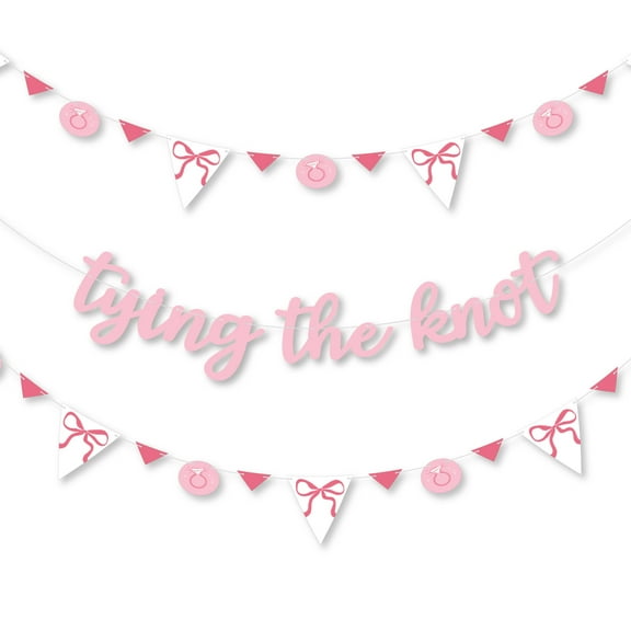 Big Dot of Happiness Tying the Knot Bridal Banner, Pink Bow Coquette Bachelorette Letter Banner Decor - 36 Banner Cutouts and Tying The Knot Letters