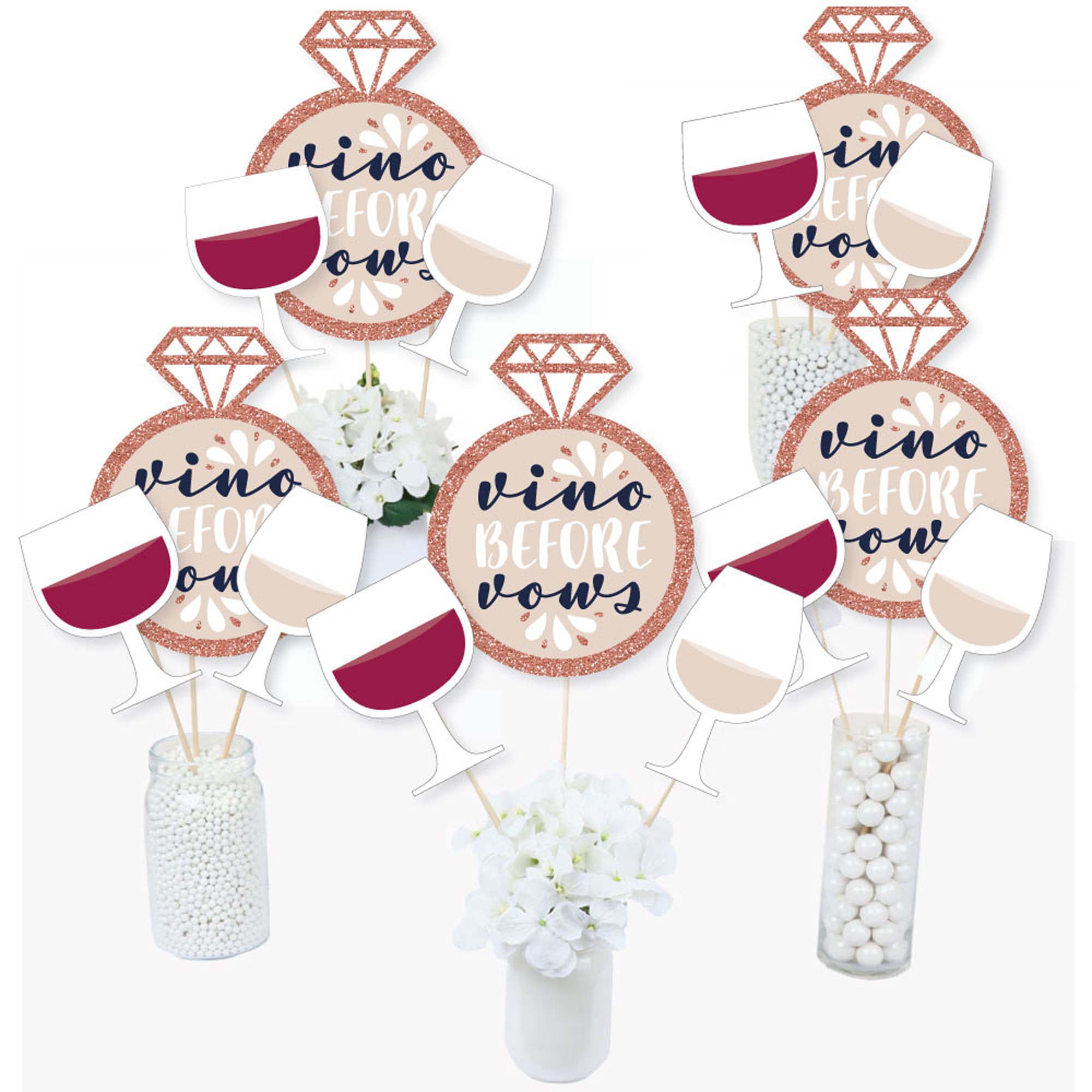 Bride-to-Be - Bridal Shower or Classy Bachelorette Party Centerpiece Sticks  - Table Toppers - Set of 15