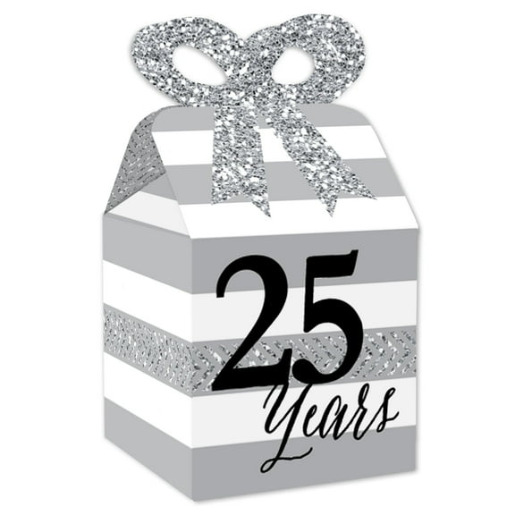 Big Dot of Happiness We Still Do - 25th Wedding Anniversary - Square Favor Gift Boxes - Anniversary Party Bow Boxes - Set of 12