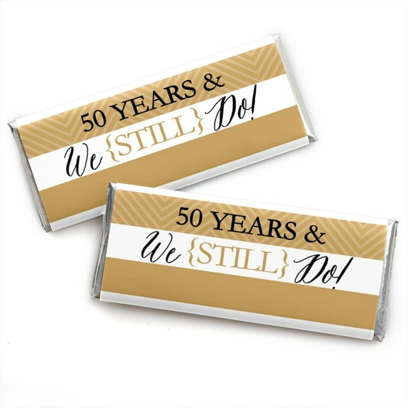 Big Dot of Happiness We Still Do - 50th Wedding Anniversary Party - Candy Bar Wrappers Party Favors - Set of 24