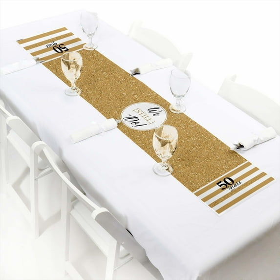 Big Dot of Happiness We Still Do - 50th Wedding Anniversary - Petite Anniversary Party Paper Table Runner - 12 x 60 inches