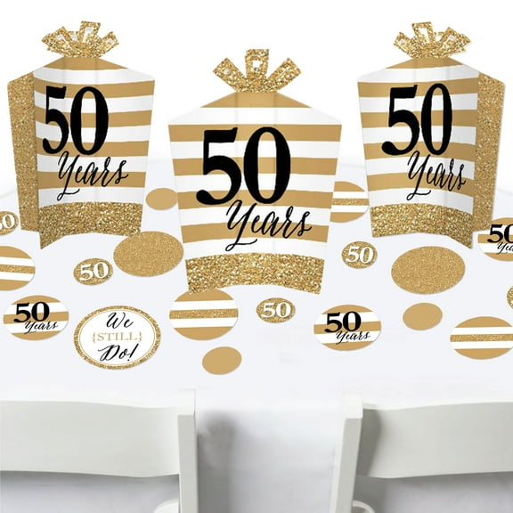 Big Dot of Happiness We Still Do - 50th Wedding Anniversary - Anniversary Party Decor and Confetti - Terrific Table Centerpiece Kit - Set of 30