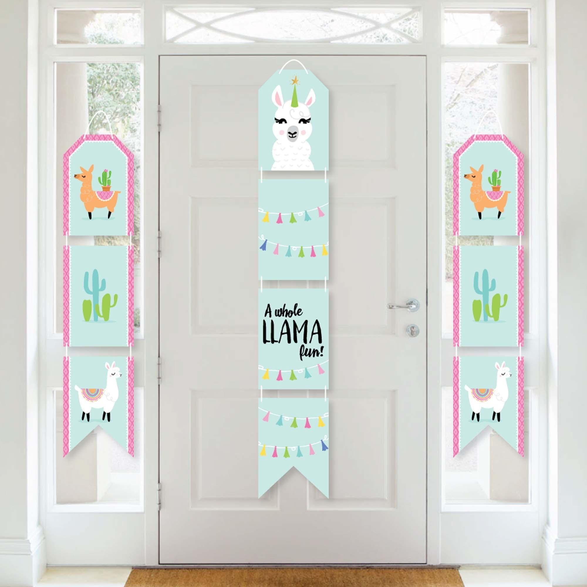 Big Dot of Happiness Whole Llama Fun - Hanging Vertical Paper Door Banners - Fiesta Baby Shower or Birthday Party Wall Decor Kit - Indoor Door Decor