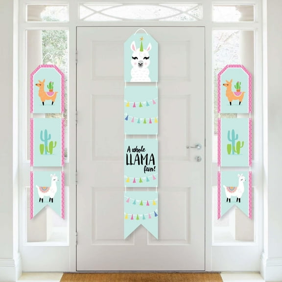 Big Dot of Happiness Whole Llama Fun - Hanging Vertical Paper Door Banners - Fiesta Baby Shower or Birthday Party Wall Decor Kit - Indoor Door Decor