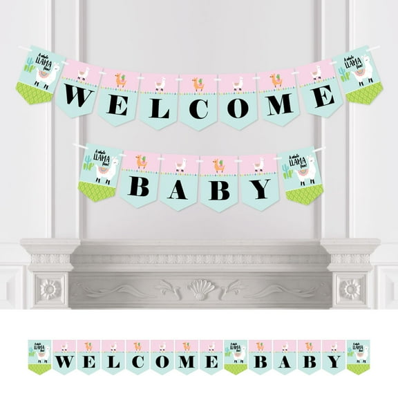 Big Dot of Happiness Whole Llama Fun - Llama Fiesta Baby Shower Bunting Banner - Party Decorations - Welcome Baby
