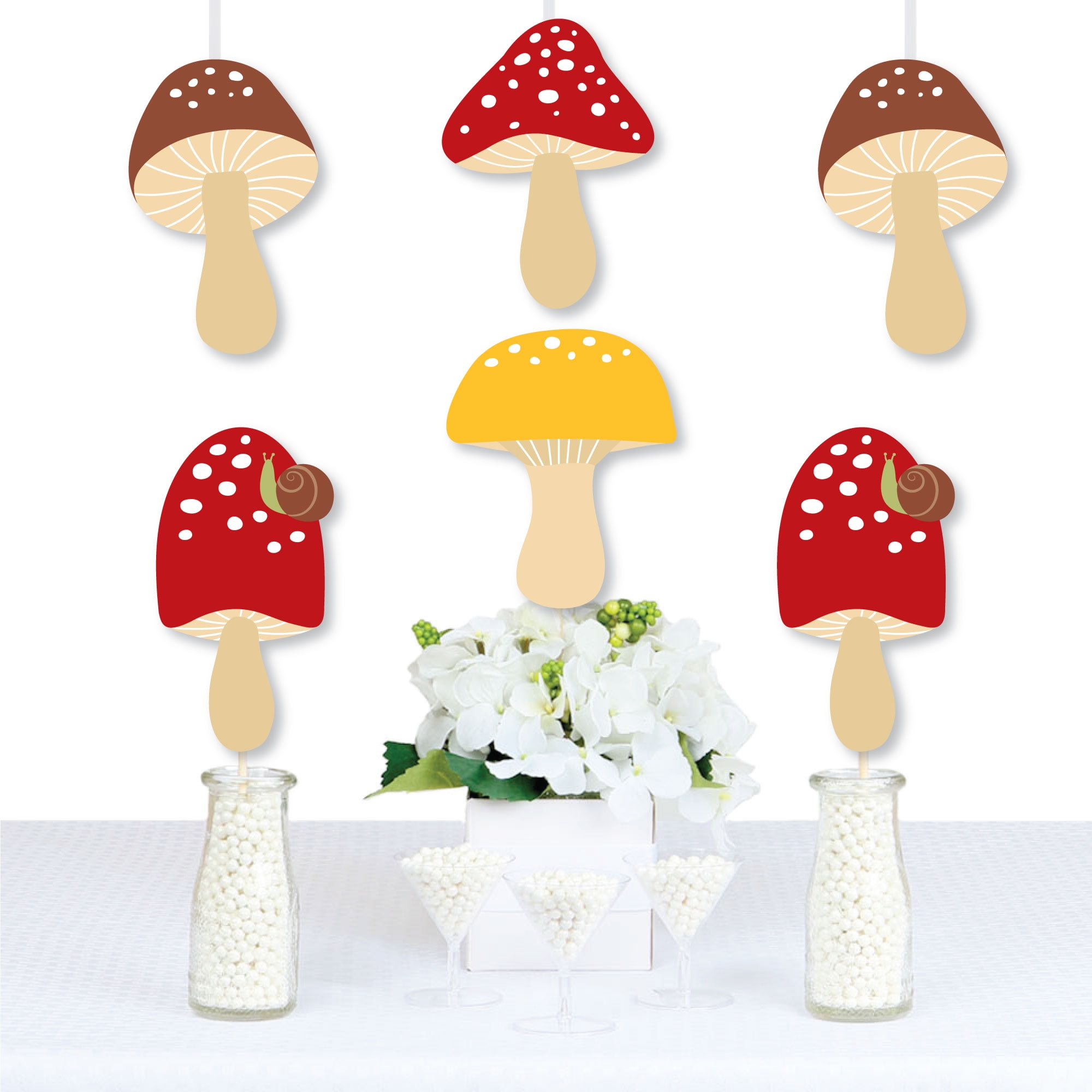 Big Dot of Happiness Wild Mushrooms - Mushroom Decorations DIY Red