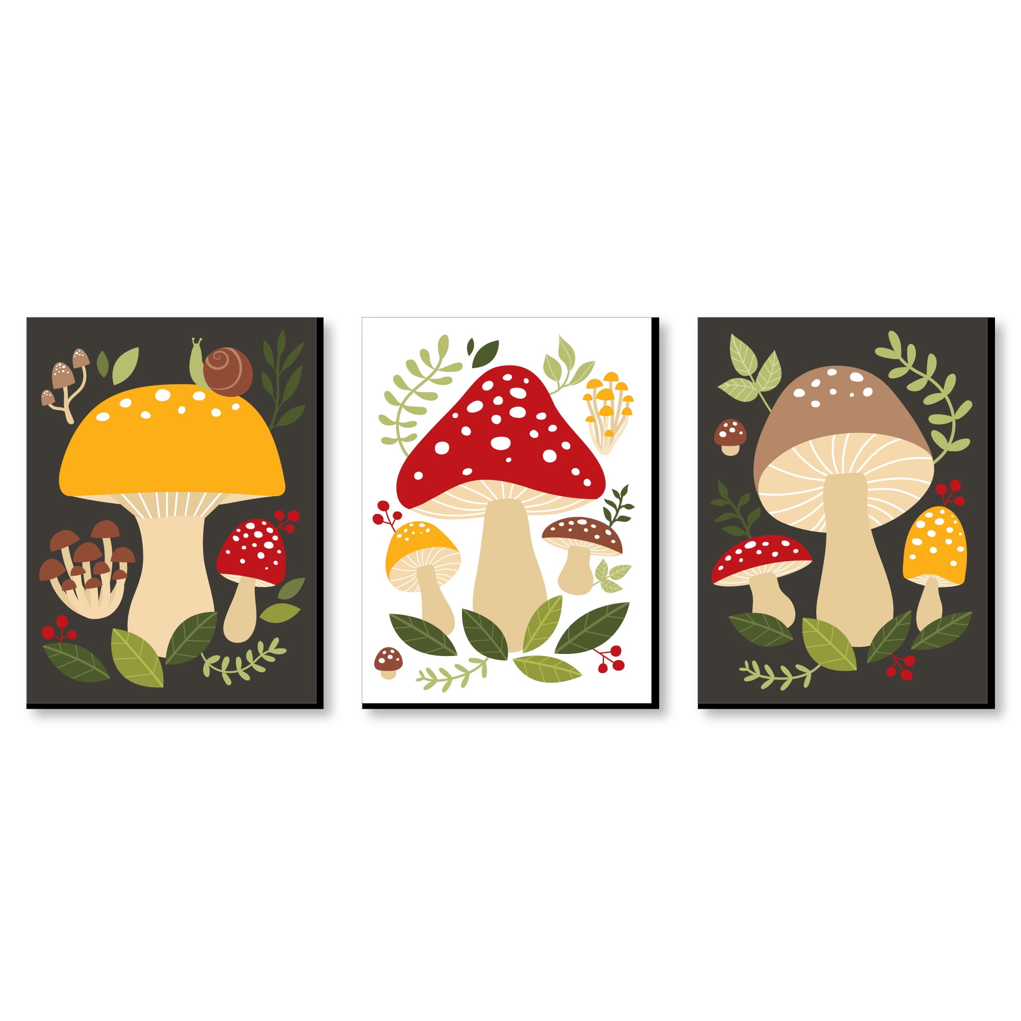 Wild Mushrooms Red and Yellow Toadstool Wall Art Set