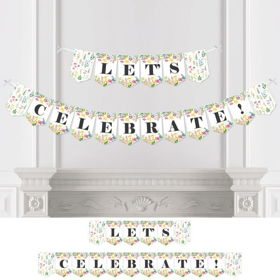 Big Dot of Happiness Wildflowers - Boho Floral Party Bunting Banner - Party Decorations - Let's Celebrate