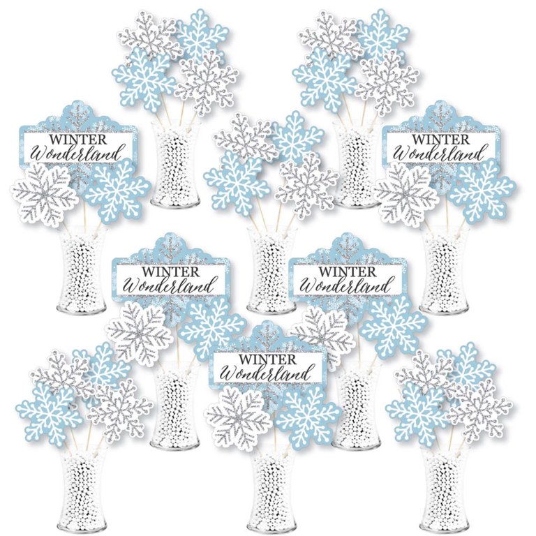  Big Dot of Happiness Winter Wonderland - Snowflake Holiday  Party and Winter Wedding Centerpiece Sticks - Showstopper Table Toppers -  35 Pieces : Toys & Games