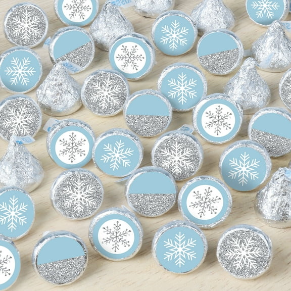 Big Dot of Happiness Winter Wonderland - Snowflake Holiday Party and Winter Wedding Small Round Candy Stickers - Party Favor Labels - 324 Count