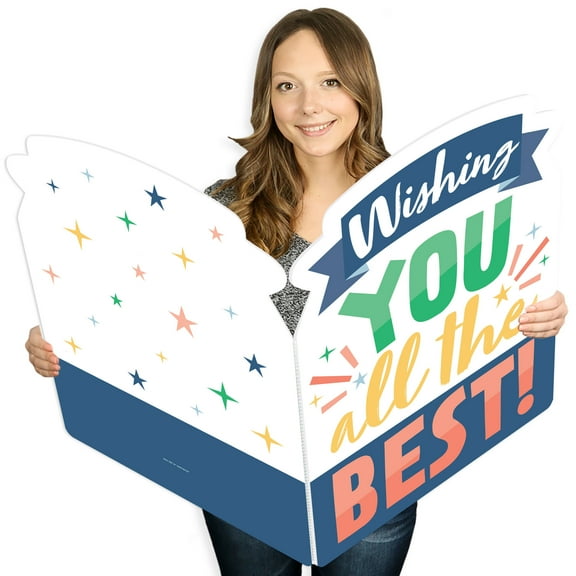 Big Dot of Happiness Wishing You All The Best - Good Luck Retirement Going Away Giant Greeting Card - Big Shaped Jumborific Card - 16.5 x 22 inches