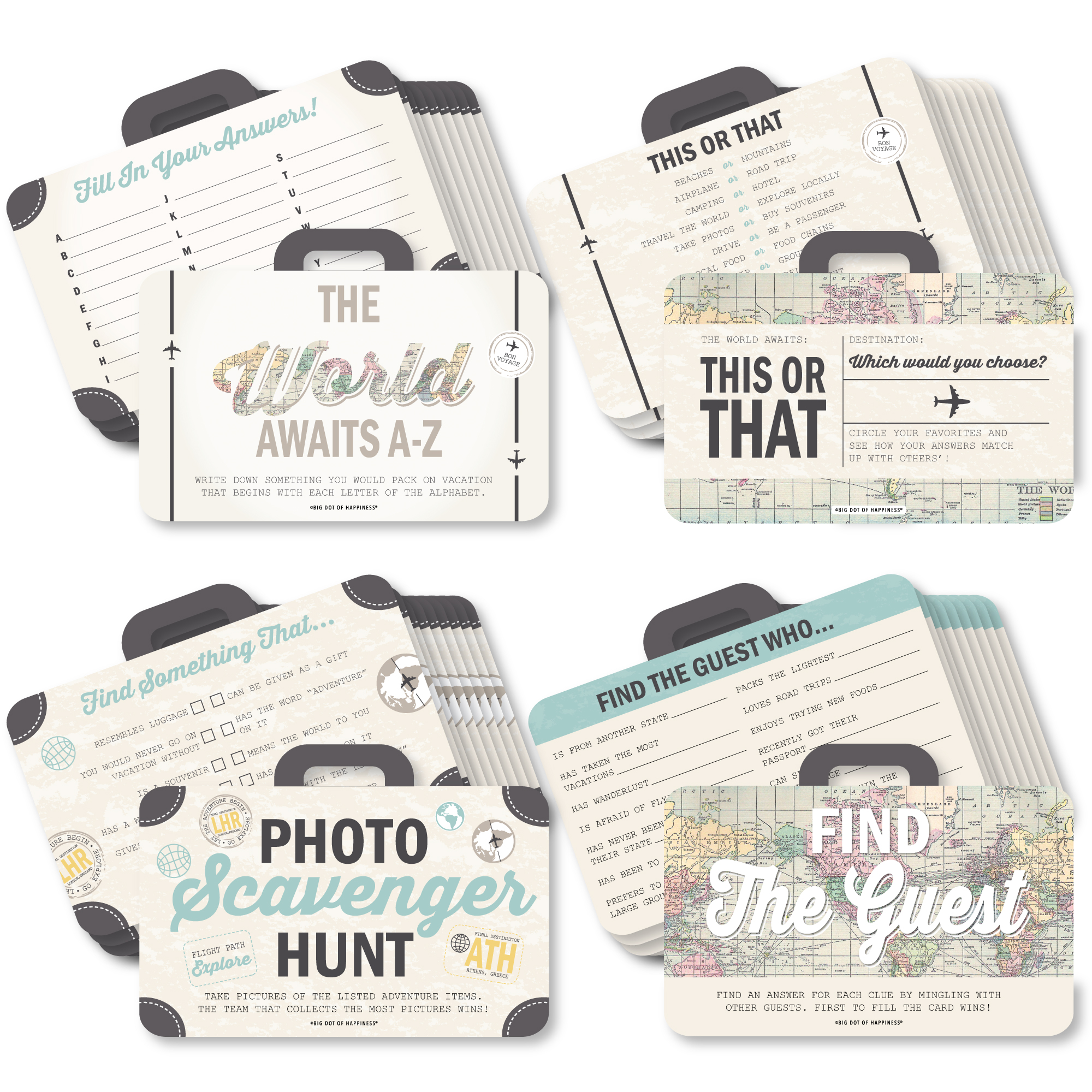 Big Dot of Happiness World Awaits - 4 Travel Themed Party Games - 10 ...