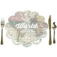 The World Awaits Round Paper Plates - 7 Inch Multicolored Disposable Plates, 18-Pack