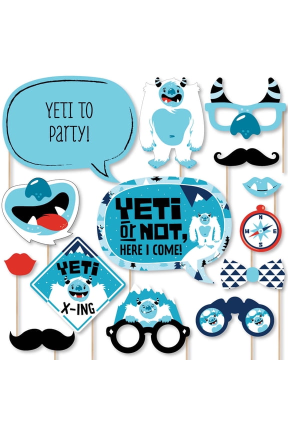 Yeti to Party - Abominable Snowman Party or Birthday Party Photo Booth Props Kit - 20 Count