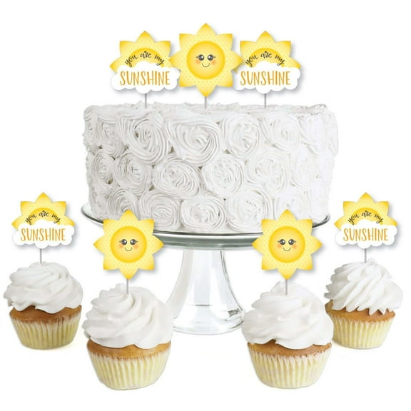 Big Dot of Happiness You Are My Sunshine - Dessert Cupcake Toppers - Baby Shower or Birthday Party Clear Treat Picks - Set of 24